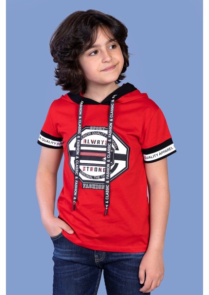 Toontoy Erkek Çocuk Kapüşonlu Baskılı Tişört