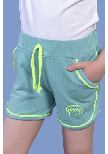 Toontoy Kız Çocuk Beli Lastikli Iki Yanı Cepli Nakışlı Şort