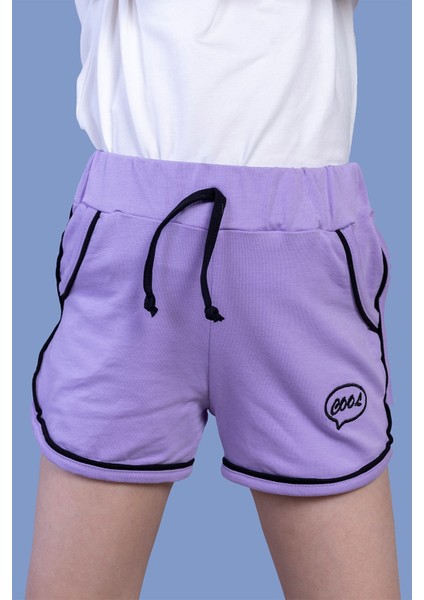 Toontoy Kız Çocuk Beli Lastikli Iki Yanı Cepli Nakışlı Şort