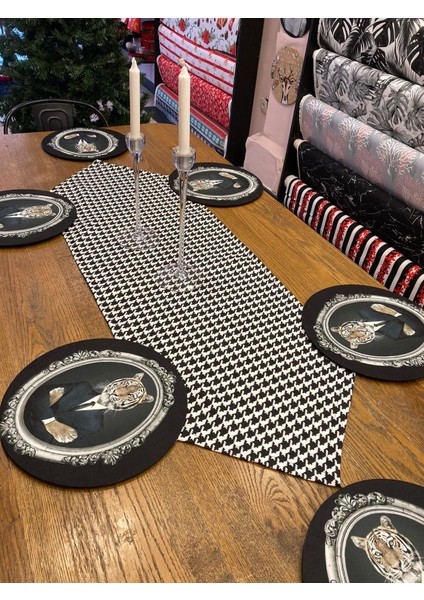 Tuğçe Demir Home Desıgn Siyah Kazayağı Desen Runner fırsatları