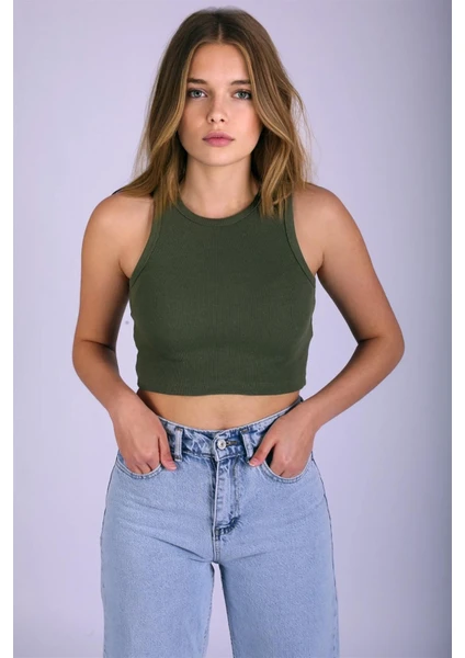 Mad Girls Haki Crop Top MG1113