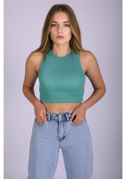 Mad Girls Mint Yeşili Crop Top MG1113