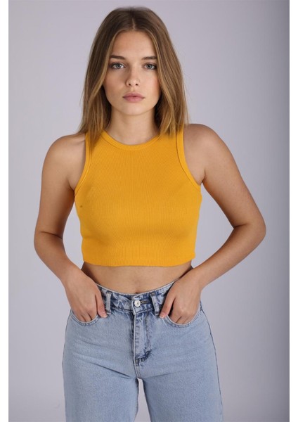 Mad Girls Sarı Crop Top MG1113