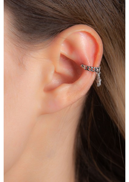 Yıldızlı Kıkırdak Rose 925 Ayar Kadın Gümüş Küpe fiyatları