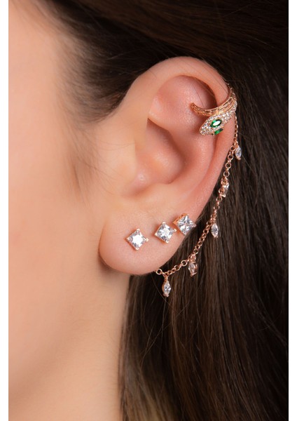 Rose Yılan Kombin 925 Ayar Kadın Gümüş Küpe fiyatları