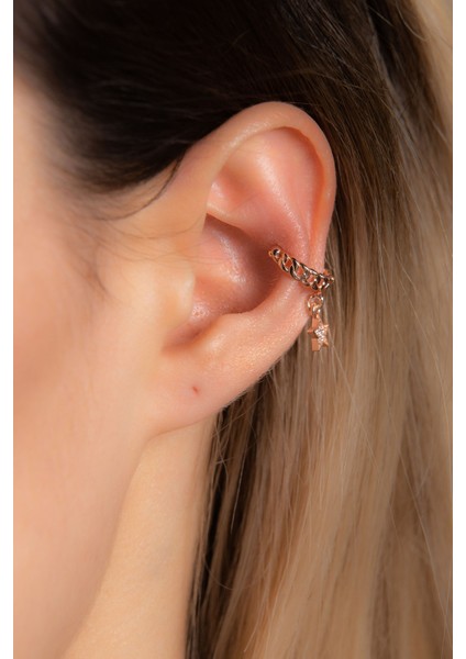 Yıldızlı 925 Ayar Gümüş Kıkırdak Rose Küpe fiyatları