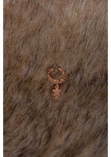 Yıldızlı 925 Ayar Gümüş Kıkırdak Rose Küpe modelleri