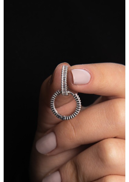 Baget Taşlı Rose Kadın Küpe 925 Ayar Gümüş