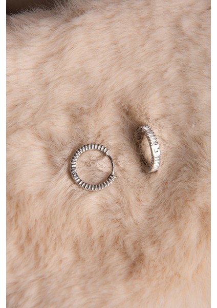 Baget Taşlı Rose Kadın Küpe 925 Ayar Gümüş modelleri