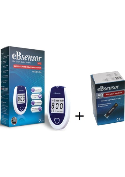 Ebsensor Kan Şeker Ölçümcihazı + X1 Kutu Ölçüm Stribi(50 Ölçüm)