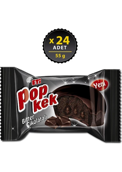 Popkek Bitter Çikolatalı Kek 55 g x 24 Adet