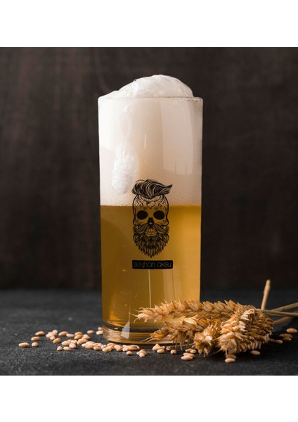 Kişiye Özel Erkek Kurukafa Renkli Baskılı Hiball Bira Bardağı-2