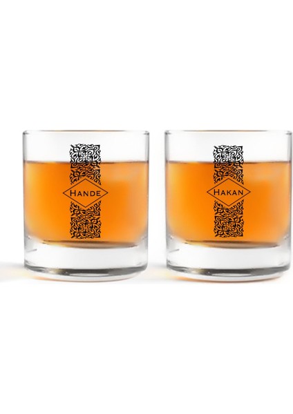 Kişiye Özel Renkli Baskılı Isimli Ikili Viski Bardağı-25