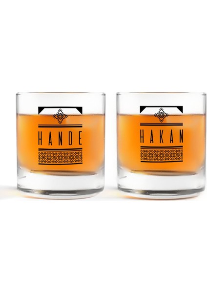 Kişiye Özel Renkli Baskılı Isimli Ikili Viski Bardağı-21
