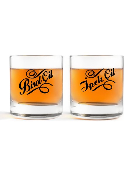 Kişiye Özel Renkli Baskılı Isimli Ikili Viski Bardağı-5