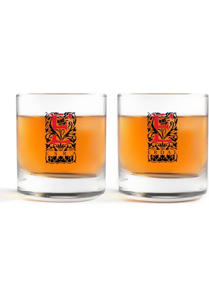 Kişiye Özel Renkli Baskılı Harfli Ikili Viski Bardağı-7
