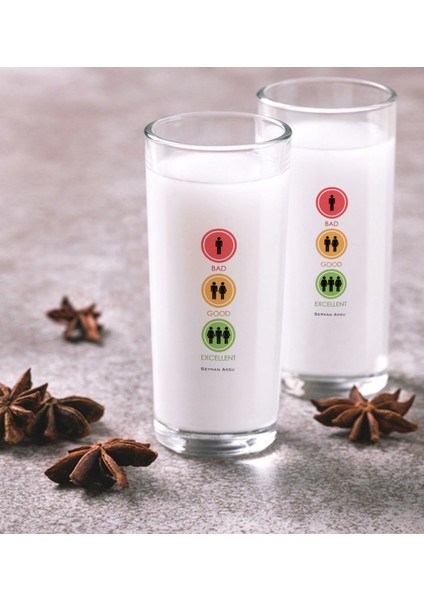 Kişiye Özel Renkli Baskılı Bad Good Excellent Ikili Rakı Bardağı Seti-1