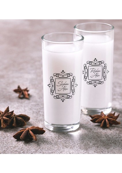 Kişiye Özel Renkli Baskılı Isimli Ikili Rakı Bardağı Seti-1