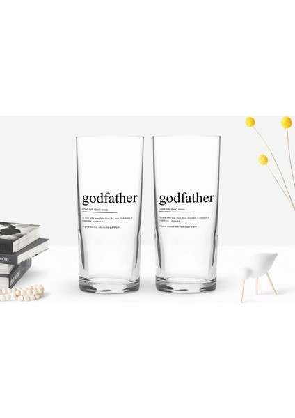 Gift Renkli Baskılı Godfather Baba Tasarımlı Ikili Rakı Bardağı Seti-14