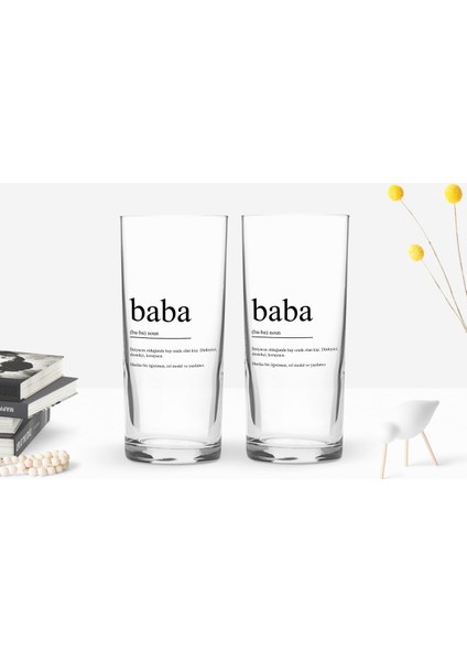 Gift Renkli Baskılı Baba Tasarımlı Ikili Rakı Bardağı Seti-1