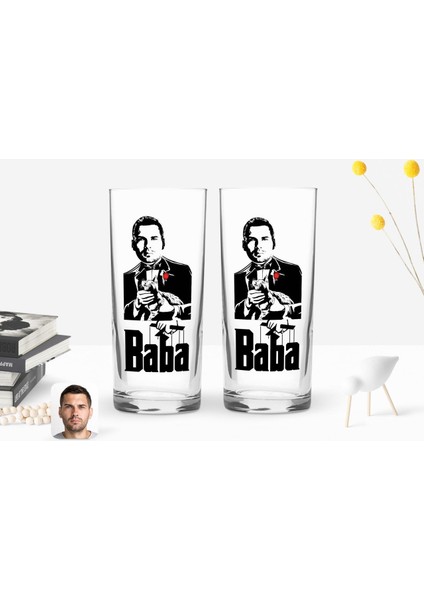 Kişiye Özel Renkli Baskılı Godfather Baba Tasarımlı Ikili Rakı Bardağı Seti-2