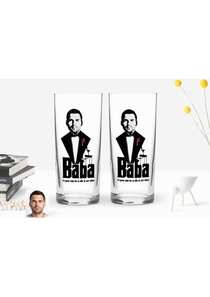 Kişiye Özel Renkli Baskılı Godfather Baba Tasarımlı Ikili Rakı Bardağı Seti-3