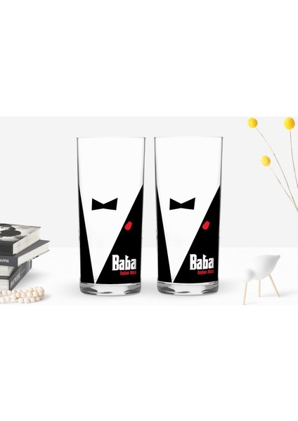 Kişiye Özel Renkli Baskılı Godfather Baba Tasarımlı Ikili Rakı Bardağı Seti-10
