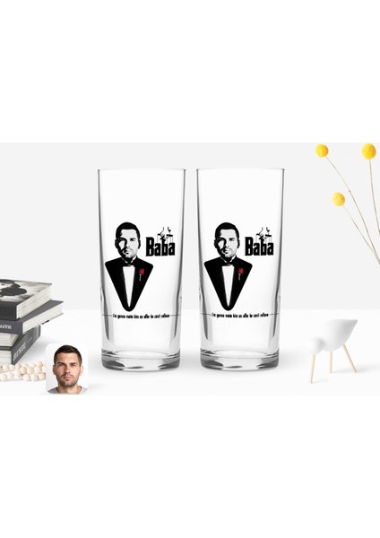 Kişiye Özel Renkli Baskılı Godfather Baba Tasarımlı Ikili Rakı Bardağı Seti-6