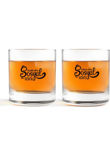 Kişiye Özel Renkli Baskılı Sosyal Içici Ikili Viski Bardağı-2