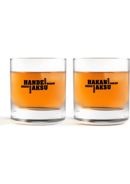 Kişiye Özel Renkli Baskılı Isimli Ikili Viski Bardağı-29