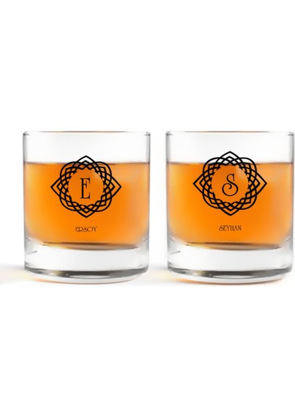 Kişiye Özel Renkli Baskılı Isimli Ikili Viski Bardağı-19