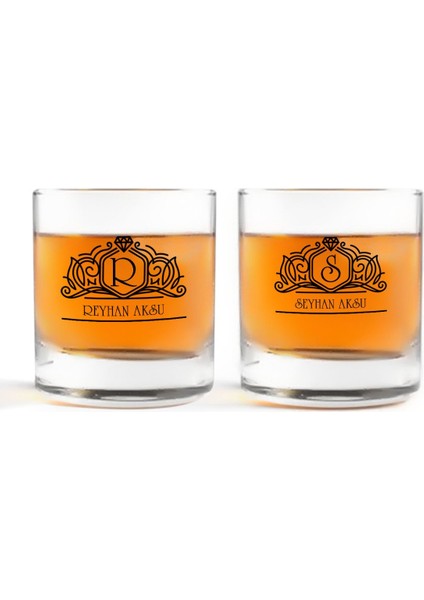 Kişiye Özel Renkli Baskılı Isimli Ikili Viski Bardağı-14