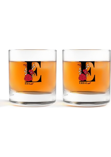 Kişiye Özel Renkli Baskılı Harfli Ikili Viski Bardağı-6