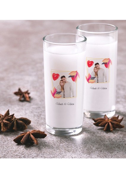 Kişiye Özel Renkli Baskılı Isimli Fotoğraflı Ikili Rakı Bardağı Seti-28