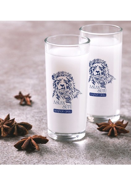 Kişiye Özel Renkli Baskılı Aslan Sütü Ikili Rakı Bardağı Seti-1
