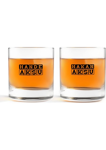 Kişiye Özel Renkli Baskılı Isimli Ikili Viski Bardağı-30