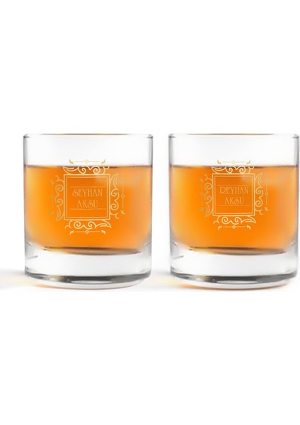 Kişiye Özel Renkli Baskılı Isimli Ikili Viski Bardağı-18