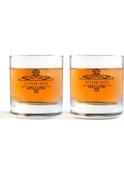 Kişiye Özel Renkli Baskılı Isimli Ikili Viski Bardağı-8
