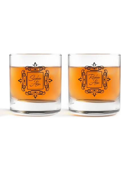 Kişiye Özel Renkli Baskılı Isimli Ikili Viski Bardağı-1