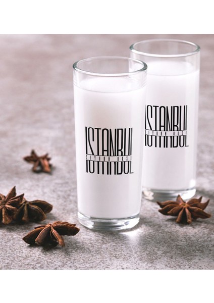Kişiye Özel Renkli Baskılı Istanbul Ikili Rakı Bardağı Seti-1