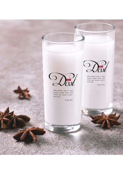 Kişiye Özel Renkli Baskılı Mânâ Dost Ikili Rakı Bardağı Seti-1