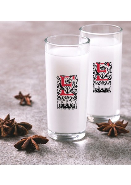 Kişiye Özel Renkli Baskılı Harfli Ikili Rakı Bardağı Seti-7