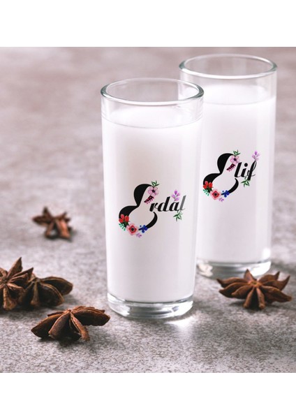 Kişiye Özel Renkli Baskılı Harfli Ikili Rakı Bardağı Seti-3