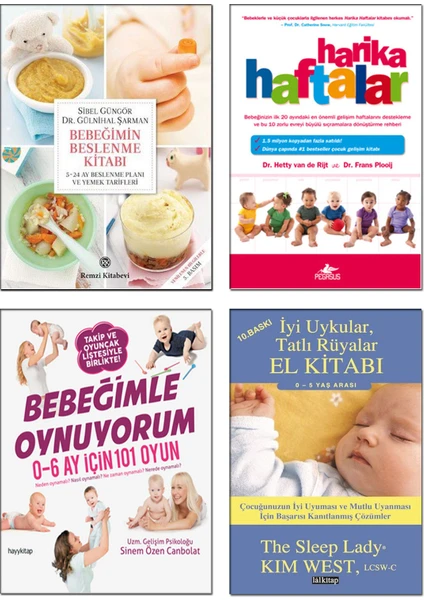 Harika Haftalar + Bebeğimin Beslenme Kitabı + Bebeğimle Oynuyorum + Iyi Uykular Tatlı Rüyalar El Kitabı / Bebek Bakımı Gelişimi 4 Kitap Set