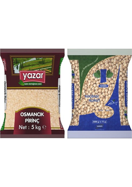 2'li Kumanya Gıda Ziyafet Paketi 5 Kg. Osmancık Pirinç + 5 Kg. Koçbaşı Nohut