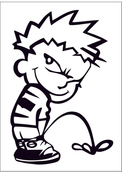 Işeyen Yaramaz Çocuk Depo Kapağı Sticker 00880