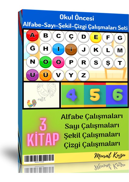 Enine Boyuna Eğitim Okul Öncesi Alfabe-Sayı-Şekil-Çizgi Çalışmaları Kitap Seti