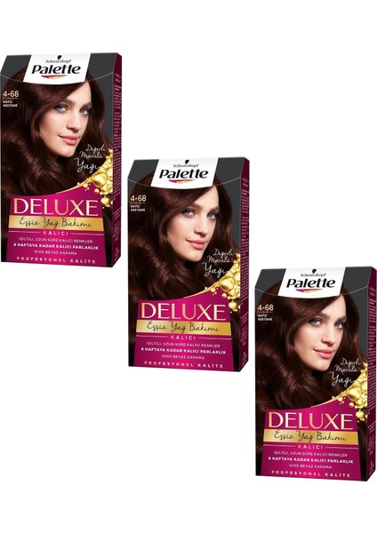 Deluxe Saç Boyası Koyu Kestane 4-68 3 Adet