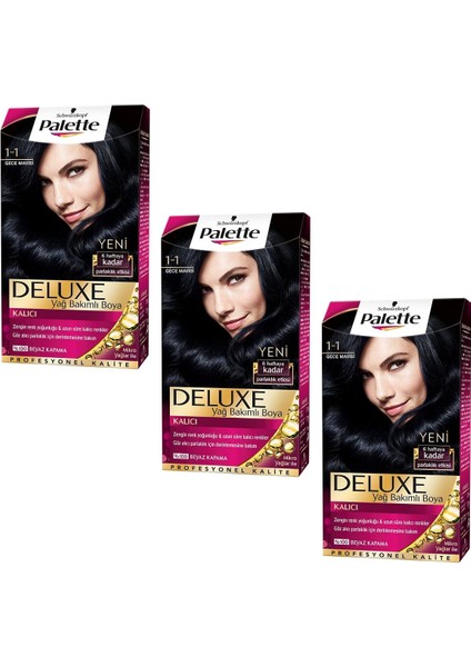 Deluxe Saç Boyası Gece Mavisi 1-1 3 Adet