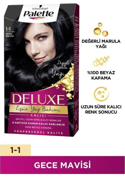 Deluxe Saç Boyası Gece Mavisi 1-1 3 Adet